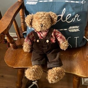 Russ Berrie Fitzsimmons Teddy Bear Plush 12" Stuffed Animal Brown Tan Gold Bow